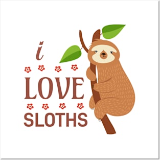 I LOVE SLOTHS Valentines Gift Posters and Art